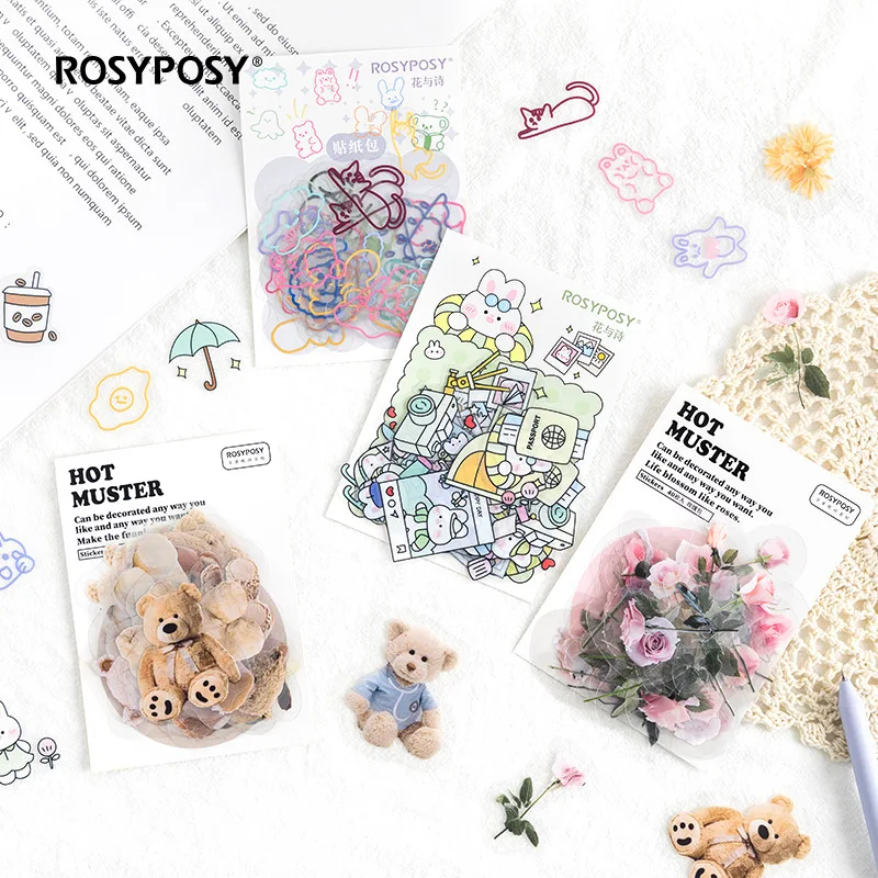

40pcs Butterfly Daisy Angel Bear Stickers Aesthetic Art Graffiti Decals Skateboard Fridge Guitar DIY Sticker Kids Toy