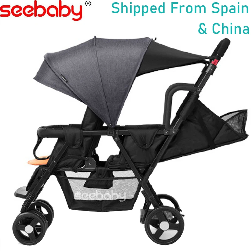 4-Wheel Stroller Lightweight Small Seebaby Folding Sit And Lie Twin Big Back-Can Two-Child