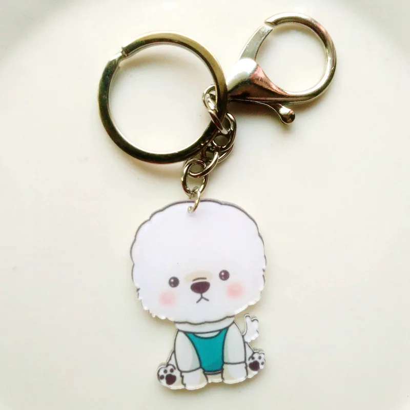 Fashion Jewelry Pet Keychain Photo Cute dog parts glass convex photo keychain acrylic metal chain keychain fashion accessories - Цвет: Желтый градиент