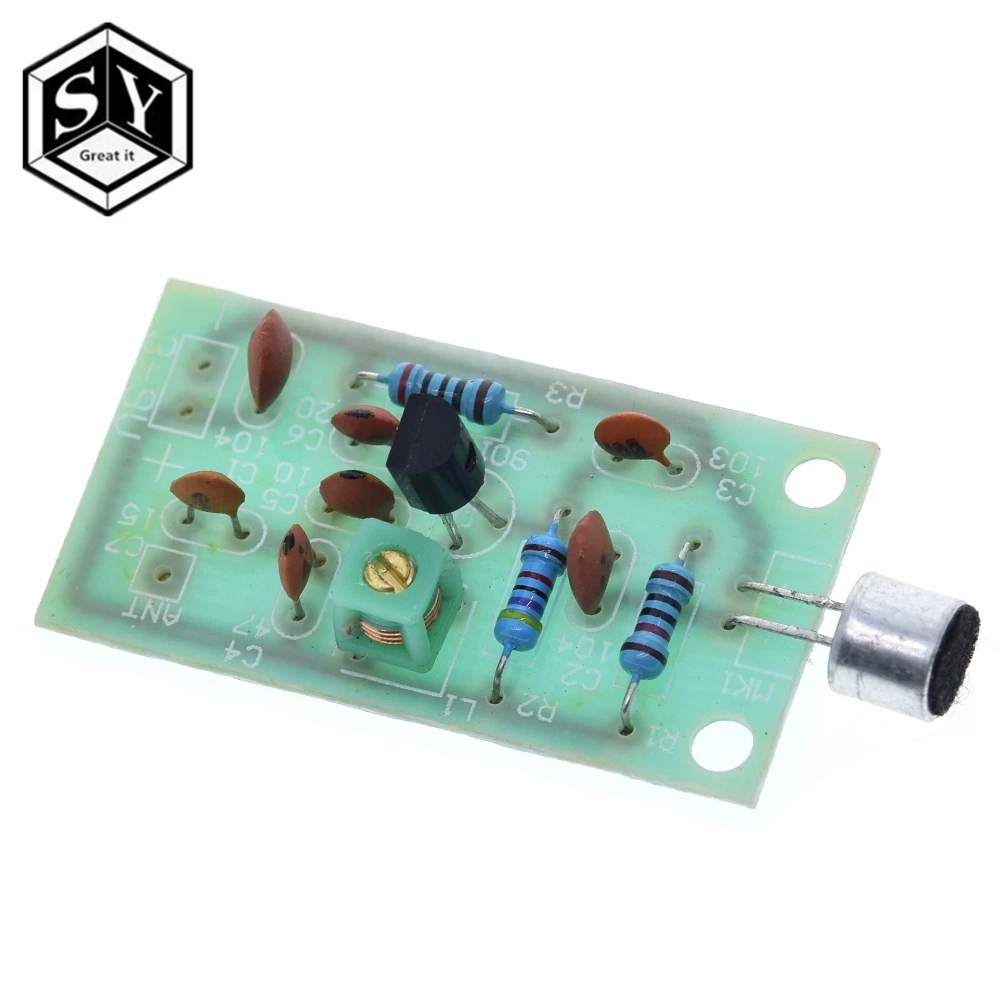 

GREAT IT 1PCS FM Transmitter Module Mini Wireless Microphone Ham Radio Frequency PCB Board 91-103MHz 3V-5V DC for DIY