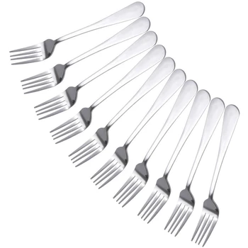 

10 PCS Fork Table Stainless Steel Steak Fork Forks Cutlery Dinner Table, Fruit Salad, Steak-18.5cm Total Length