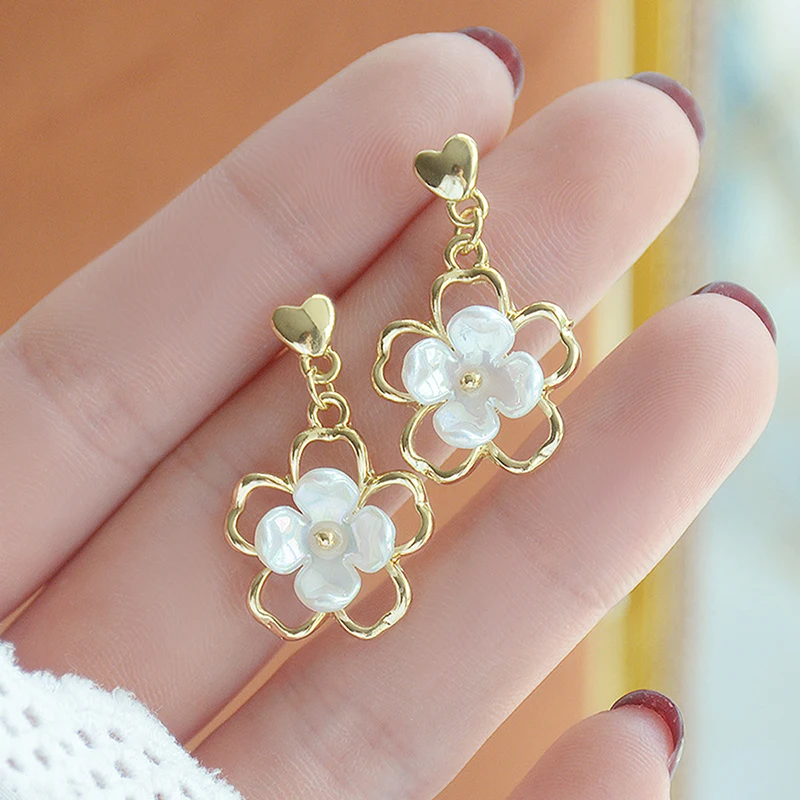 Earrings Women Gold 14k Flower | 14k Gold Flower Stud
