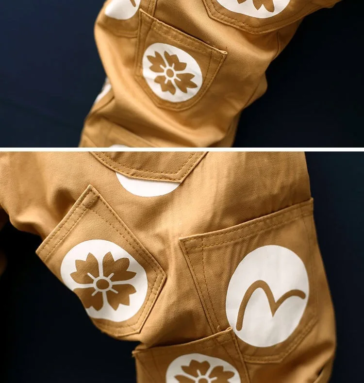 Новые полки EVISU Tide Брендовые мужские повседневные штаны оригинальные тонкие Аутентичные хаки маленькие M печати мужские брюки