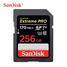 SanDisk-tarjetas de memoria Extreme Pro UHS-I, 64G, 128G, 256GB, SDXC, 170 M/S, compatible con C10, U3, V30, 4K, para cámara Digital