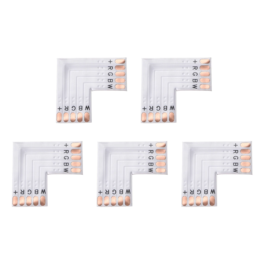 

uxcell LED Strip Connector 10mm 5P L Shape PCB Board Splitter Corner Connector for 5050 3528 RGB LED Tape Light 5Pcs