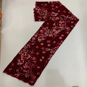 

Orange Luxury French Tulle Lace Fabric High Quality 2020 green African Lace Fabric Handmade Embroiderey Velvet red For Wedding