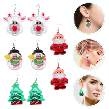 

4 Pairs of Christmas Party Earrings LED Light Up Lady Night Party Earrings