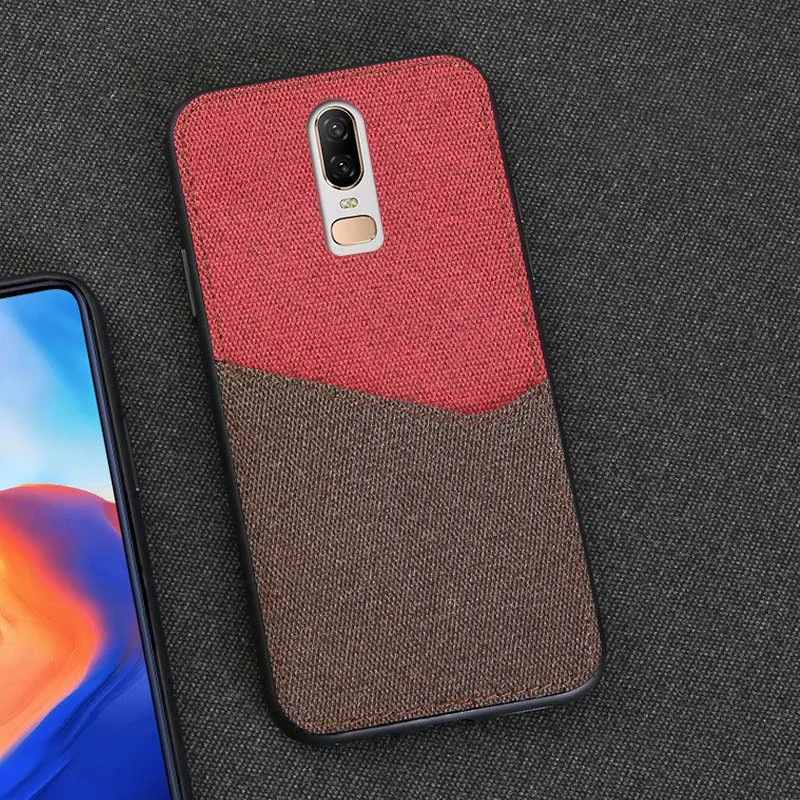 Red and Brown Холщовый чехол для телефона для Oneplus 5, 5, 6, 7, 7, pro, чехол на заднюю панель со слотом для карт, дизайнерский чехол для Oneplus 7 pro, тканевый Магнитный чехол - Цвет: Red and Brown