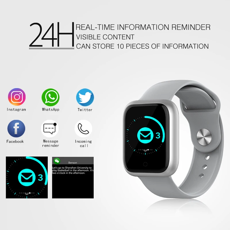 GT Smartwatch IP68 Waterproof Wearable Device Bluetooth Pedometer Heart Rate Monitor Color Display Smart Watch For Android/IOS