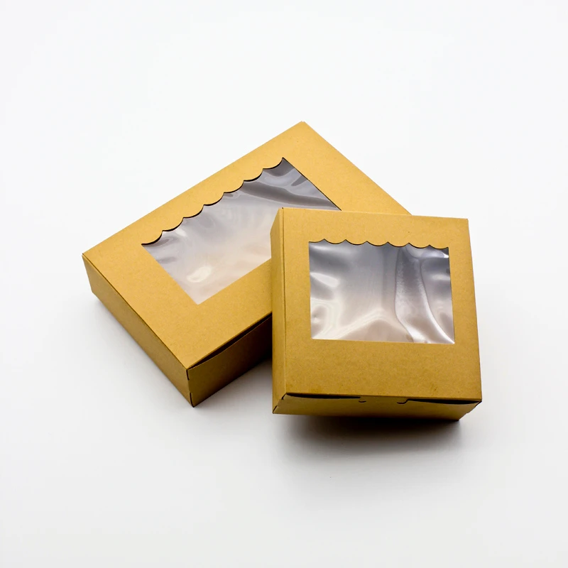 50 шт крафт-бумажная коробка для подарка торт из конфет ремесло коробка с окном подарочные коробки сувенир для свадебной вечеринки коричневый упаковочный картон поставщик