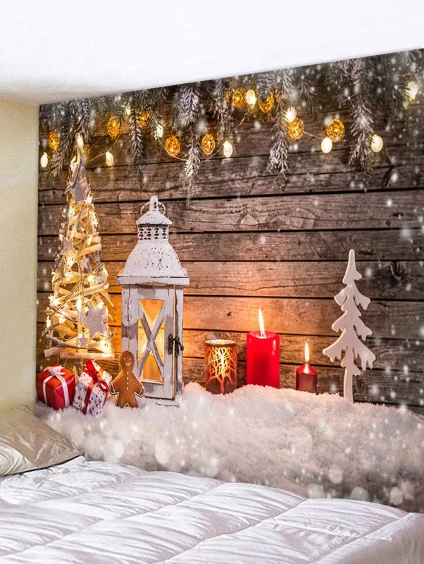 

Christmas Tapestry Wall Hanging Picnic Tapestry Christmas Tree Tablecloth Tapestry for Home 1 Piece 3D Wave Tapestry