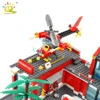 HUIQIBAO 756pcs Fire Station Model Building Blocks Truck Helicopter Firefighter Bricks City Educational Toys For Children Gift 4