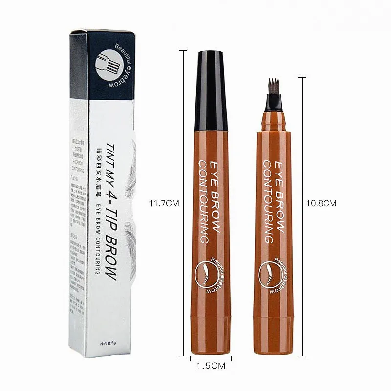 2020 Fashion 5 Colors 3D Microblading Eyebrow Tattoo Pen 4 Fork Fine Sketch Liquid Eyebrow Pencil Waterproof Eyebrow Tint Makeup