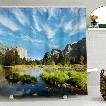 

Yosemite Landscapes Shower Curtains Polyester Blackout Bathroom Curtain for Bathtub Waterproof Scenery Bath Curtain with 12 Hook