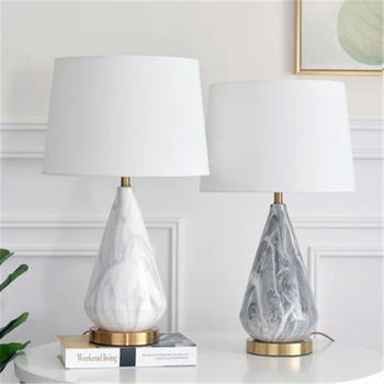 

Simple Modern Marble Ceramic Creative Living Room Home American Light Nordic Table Lamp Bedroom Bedside Table Light