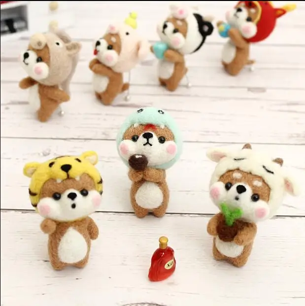 Zodiac tiger hat Dog Wool Felt wool needlepoint kit wool felt needle felting decoration craft needlecraft