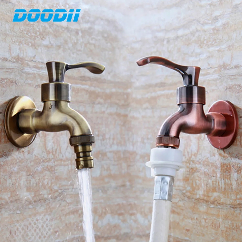 Kitchen Faucet Wall Mount Bibcock Antique Dragon Carved Brass Retro Small Tap Decorative Outdoor Garden Faucet Washing Machine Mop WC Taps