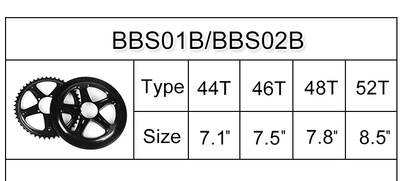 Электровелосипед мотор цепь колеса 44 T/46 T/48 T/52 T для Bafang BBS01 BBS02 BBS01B BBS02B аксессуары для электровелосипеда