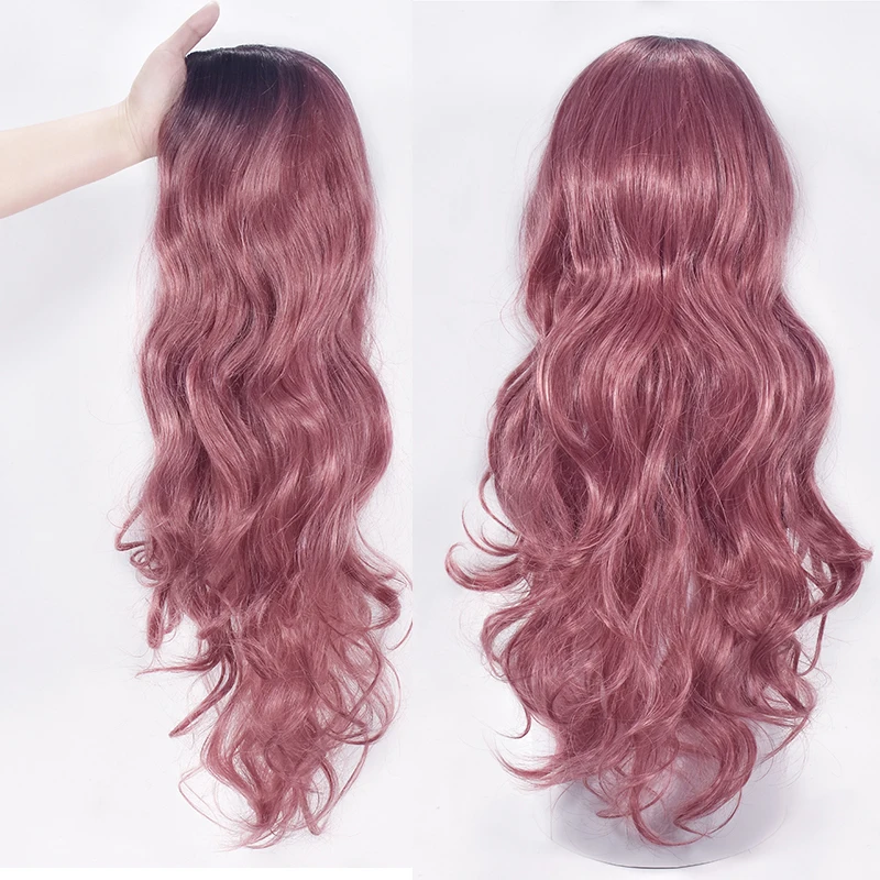 

Long Red Wavy Wig Natural Hair Part Synthetic Wigs for Women Glueless Cosplay Heat Resistant Party Wig