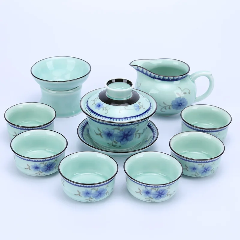 Стильный чайник с ручной росписью Celadon набор термостойкий чайный набор кунг-фу чайник офисная Бытовая Питьевая утварь WSHYUFEI