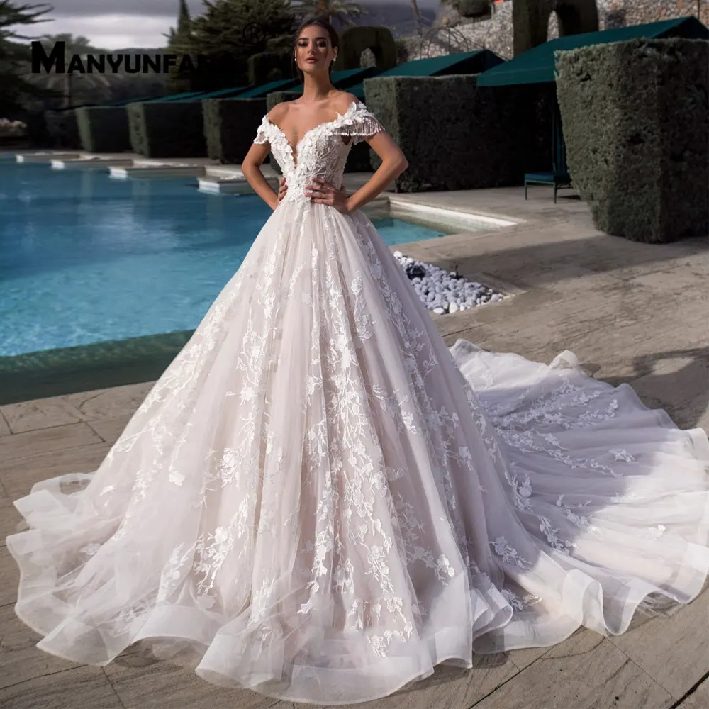 MANYUNFANG роскошное свадебное платье размера плюс Robe BLANCHE Милая шея может para vestido de novia Длинный Шлейф для свадьбы невесты - Цвет: Слоновая кость