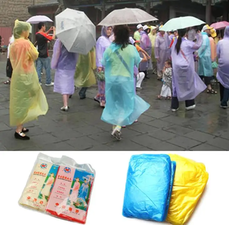 

1000pcs disposable PE Raincoat Adult One-time Emergency Waterproof Hood Poncho Travel Camping Must Rain Coat Outdoor Rainwear SN