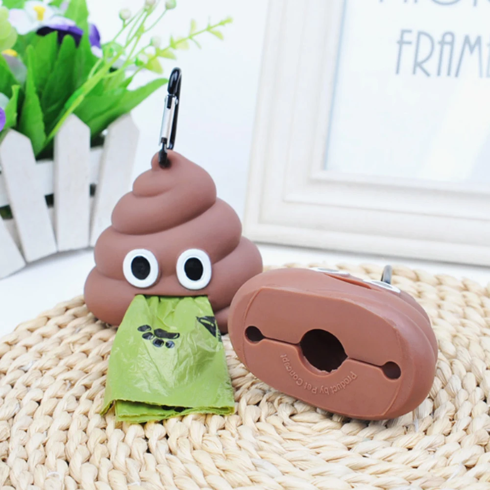 Pet Poop Bag Cute Shit-shaped Dog Cat Waste Bags Portable Dog Poop Dispenser Holder Pets Cleaning Products For Outdoor