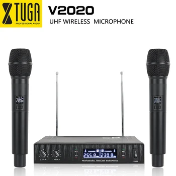 

V2020 VHF Wireless Microphone System with HandHeld mic double-way channel design anti-interference For Wedding,Conference