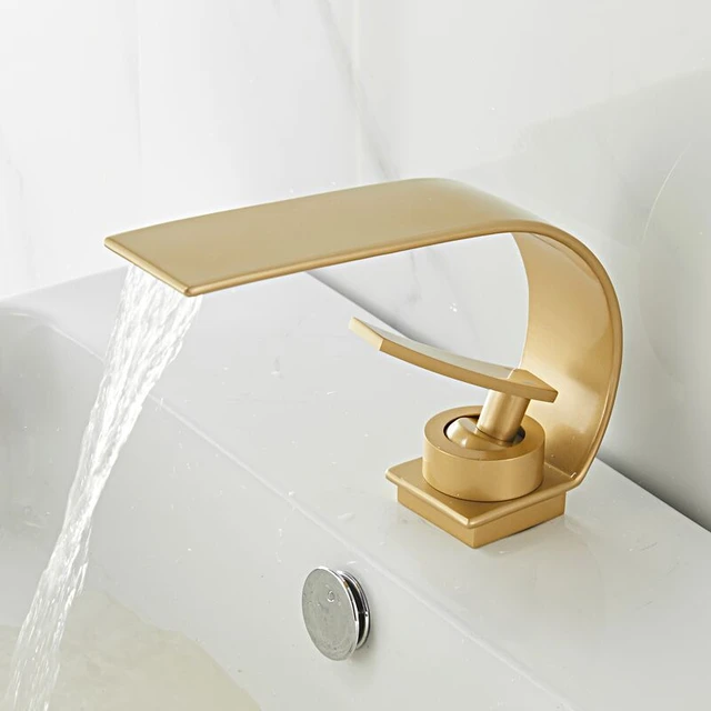 Grifo para lavabo de baño, grifería de latón blanco para lavabo de un solo  Mango, cascada caliente y fría, grifos mezcladores modernos y elegantes -  AliExpress