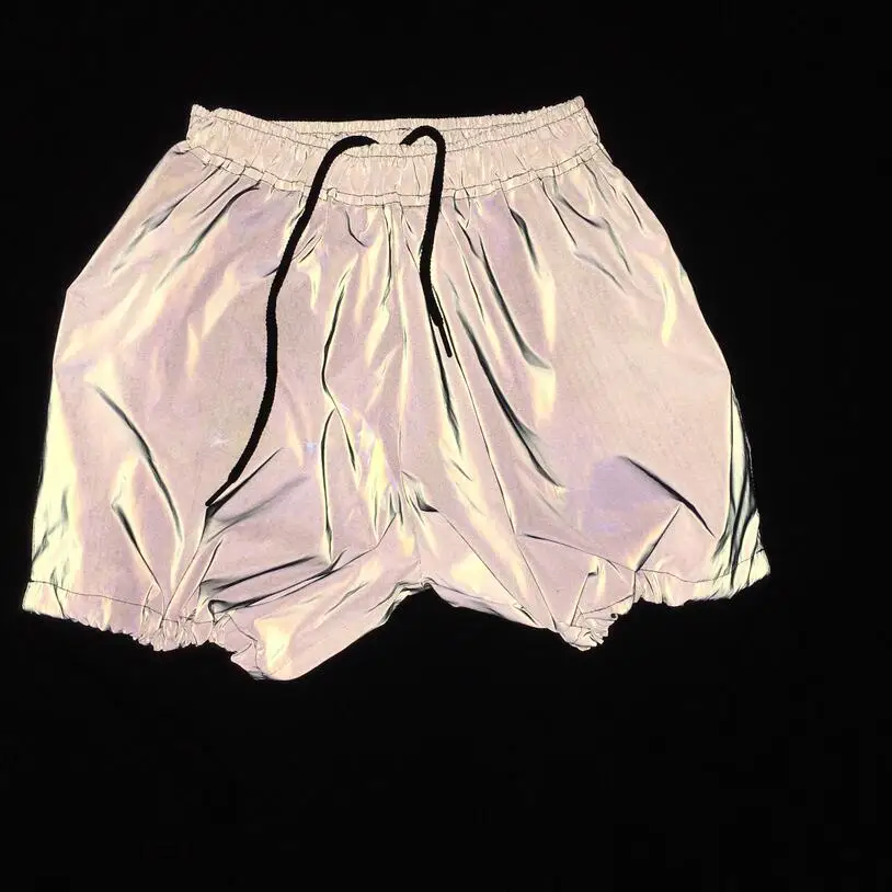 

Summer Sexy Reflective Shorts Hem Drawstring Anti Slip Wide Leg Shorts Glowing Glow In The Dark Glitter Track Shorts Sweat NDK02