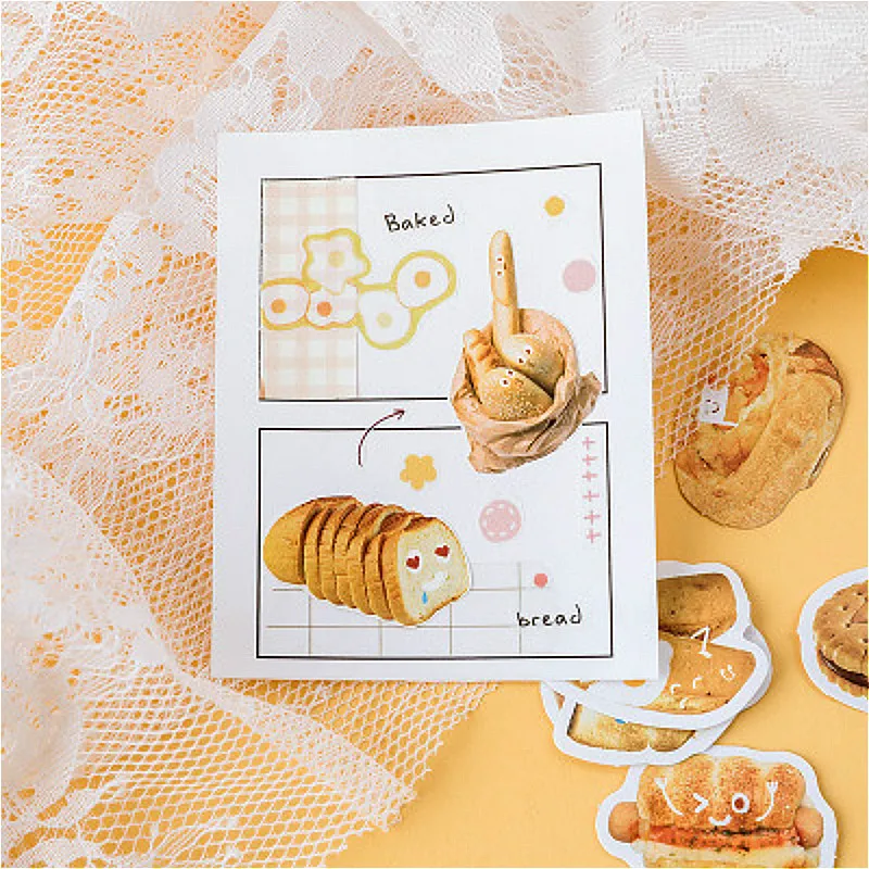 1 упаковка, Kawaii, сладкий хлеб, король, блокнот, в клетку, с линиями, для заметок, липкая бумага, канцелярские наклейки, блокнот, школьные принадлежности