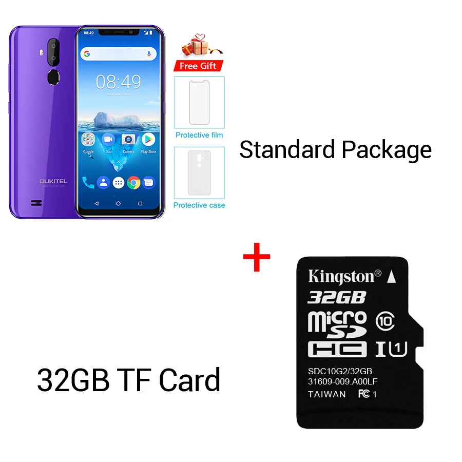 Purple N 32GB Card OUKITEL C12 Pro 4G 6,1" 19:9 Android 8,1 Face ID 3300 мАч MT6739 четырехъядерный 2 Гб ОЗУ 16 Гб ПЗУ 8МП+ 5Мп отпечаток пальца мобильный телефон - Цвет: Purple N 32GB Card