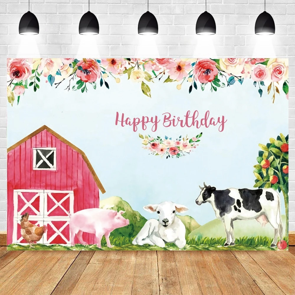 Cartoon Farm Barn Flower Newborn Baby Shower Birthday Backdrop Custom Vinyl Photography Background Photophone Photozone Shoot |