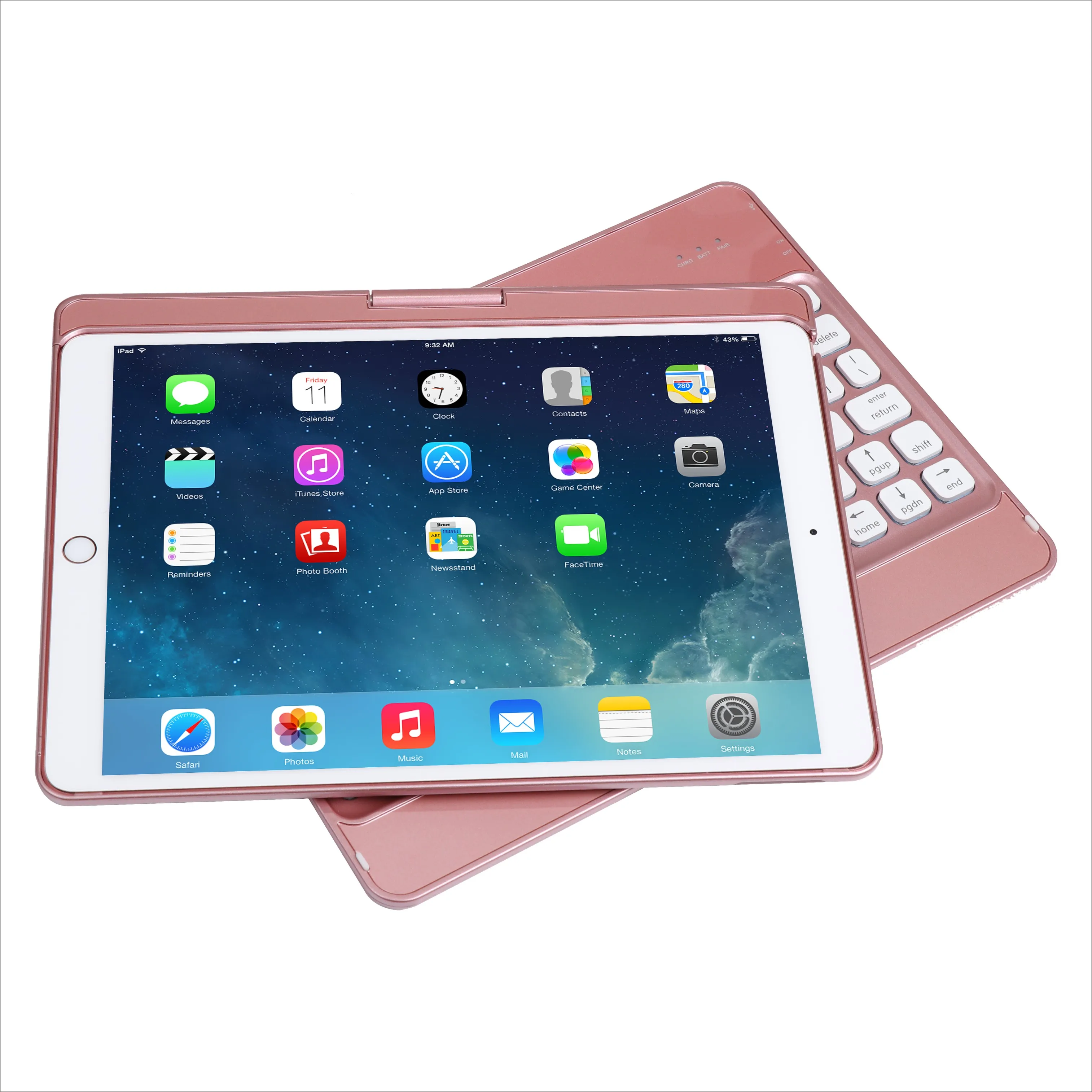  360 Degree Plastic Bluetooth Keyboard Protective Case with Stand for iPad Air 1 2 Pro 9.7 iPad 2018