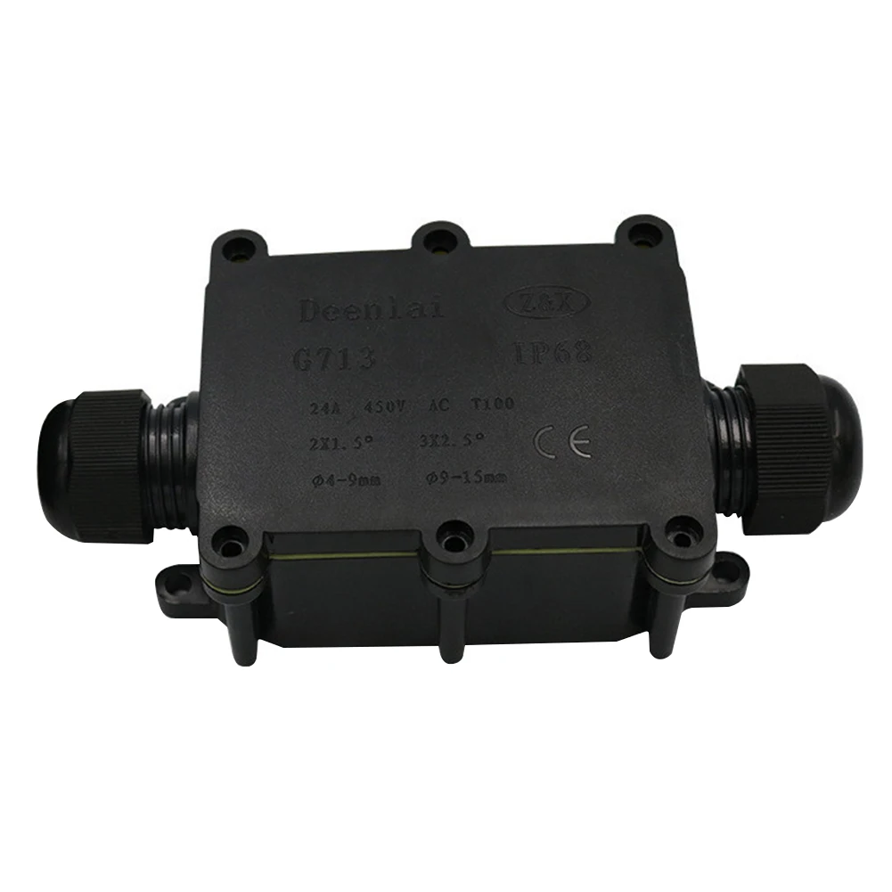 

Home Connection Wire Protective Durable Junction Box Waterproof Shell Outdoor Electrical Easy Install IP68 Stable Black