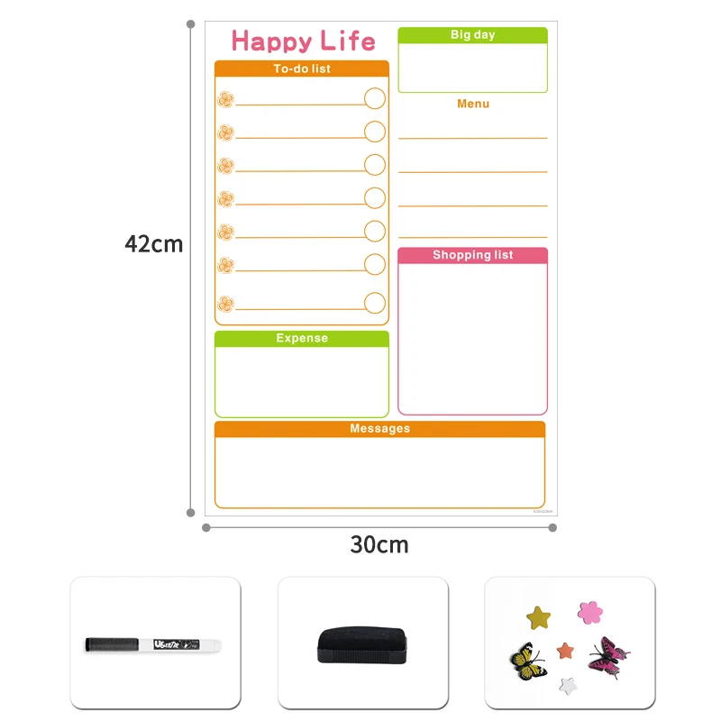 Магнитный ежемесячный ежедневный планировщик Органайзер доска стираемая доска магниты холодильник в список для кухни 42x30 см
