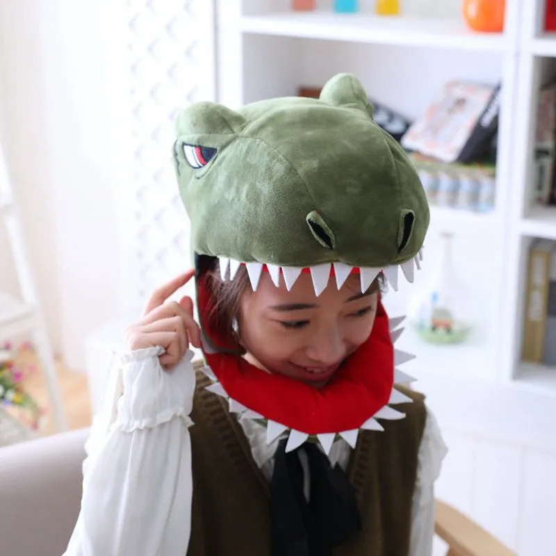 

Cartoon Animals Dinosaur Shark Hat Cosplay Funny Hats Kawaii Headgear Headwear Women Men Adult Halloween Festival Party WarmCaps