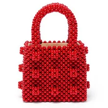 Модная женская сумка на плечо сумка ручной работы сумка с жемчугом жемчуг плетеная женская сумка через плечо, новая мода