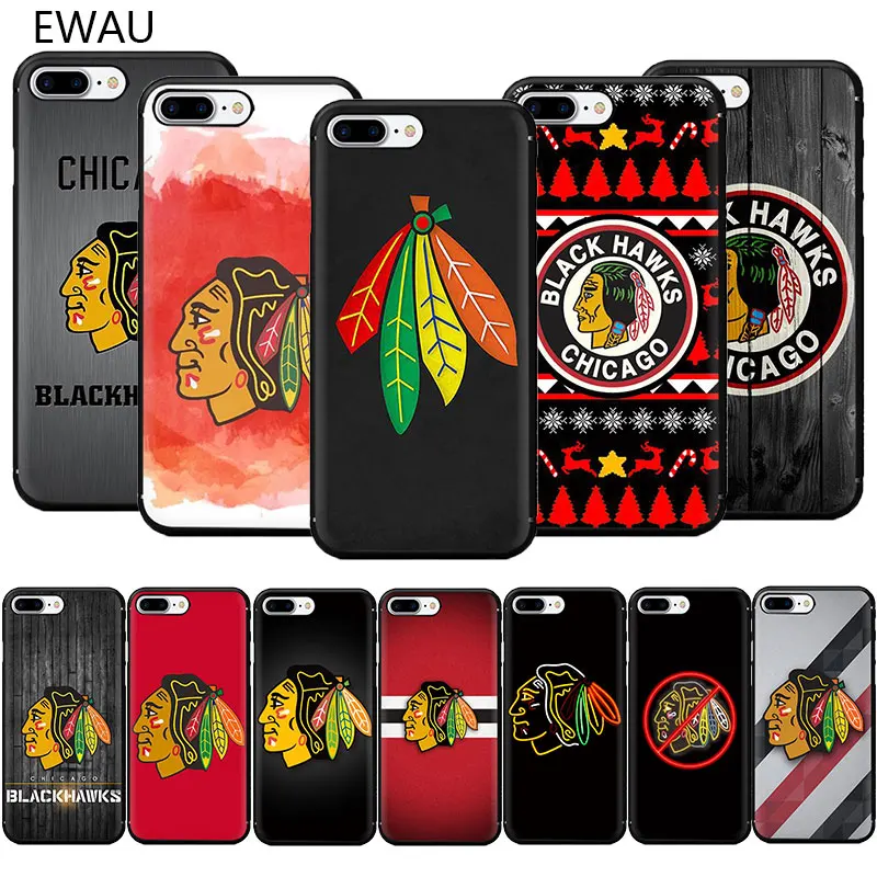

EWAU Chicago Blackhawks Soft TPU Phone Case for iPhone 11 Pro 5 5s 6 6s 7 8 Plus X XR XS MAX