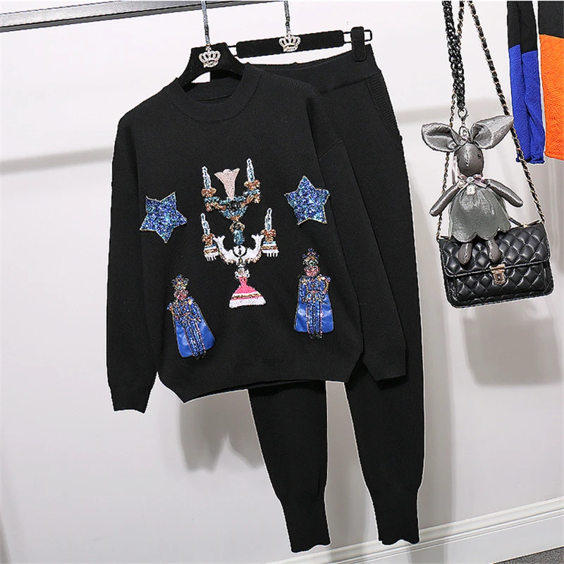 Новинка осени 2019 Женский пуловер вязаный свитер корейская мода с вышивкой