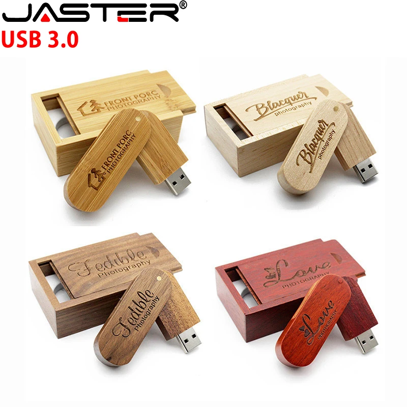 JASTER USB 3 0 Деревянный Логотип Настраиваемый вращающийся деревянный флеш