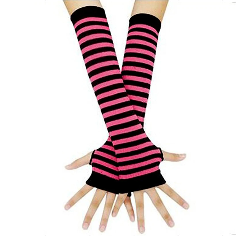 Richkeda Store guantes sin dedos para mujer, calentador de manos a rayas, estilo  Anime, Emo, Punk, 2021|Guantes de hombres| - AliExpress