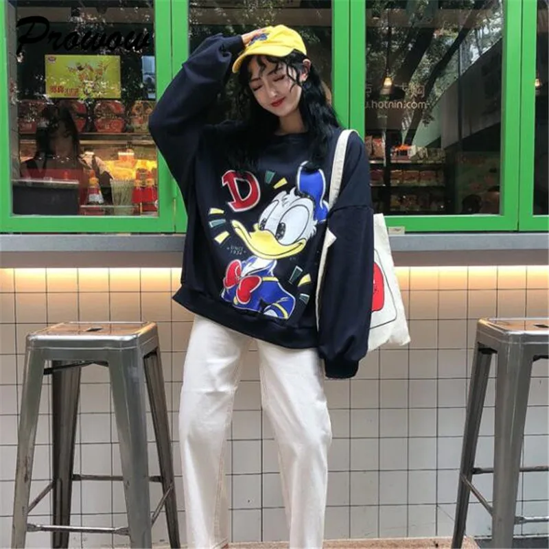 Daisy duck, Женская толстовка, забавные мультяшные пуловеры, толстовки, топы, женские графические свитшоты, женские свитшоты, уличная одежда для женщин
