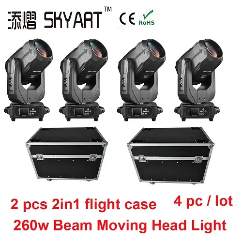 4pcs and road case 6 шт./лот Lyre 260 Вт Луч 10r светодиодный движущийся головной свет DMX профессиональная светомузыка - Цвет: 4pcs and road case