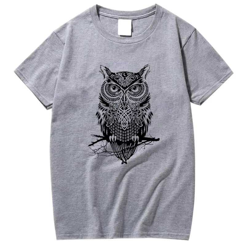 

XIN YI Men Fashion Casual Top Quality short sleeve 100% cotton loose OWL printedTshirt casual summer mens tshirt cool men tshirt