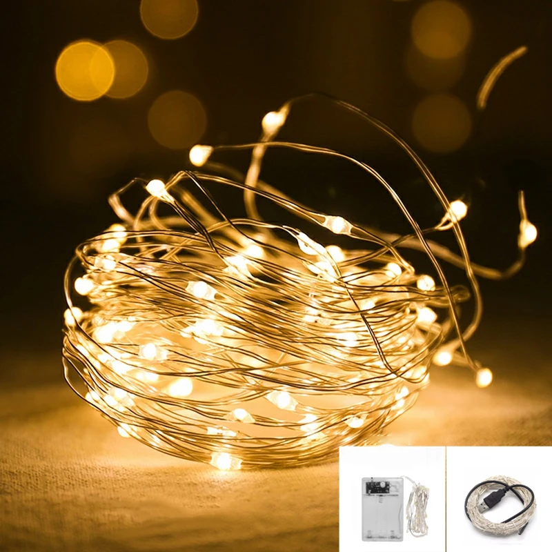 LED Copper Wire String Fairy Light 2M 5M 10M USB Battery Powered Christmas Tree Wedding Holiday For Decoration | Освещение