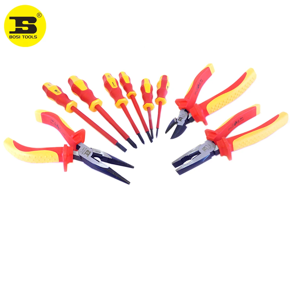 BOSI 9 шт. VDE электрик отвертки кусачки плоскогубцы набор инструментов|tool set kit|tool bag