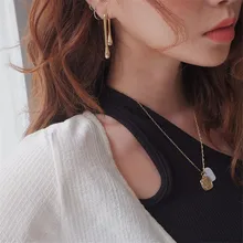 Новинка 925, серебряные серьги-гвоздики с геометрическими каплями воды, асимметричные Асимметричные блестящие металлические серьги-гвоздики для женщин, ювелирное изделие