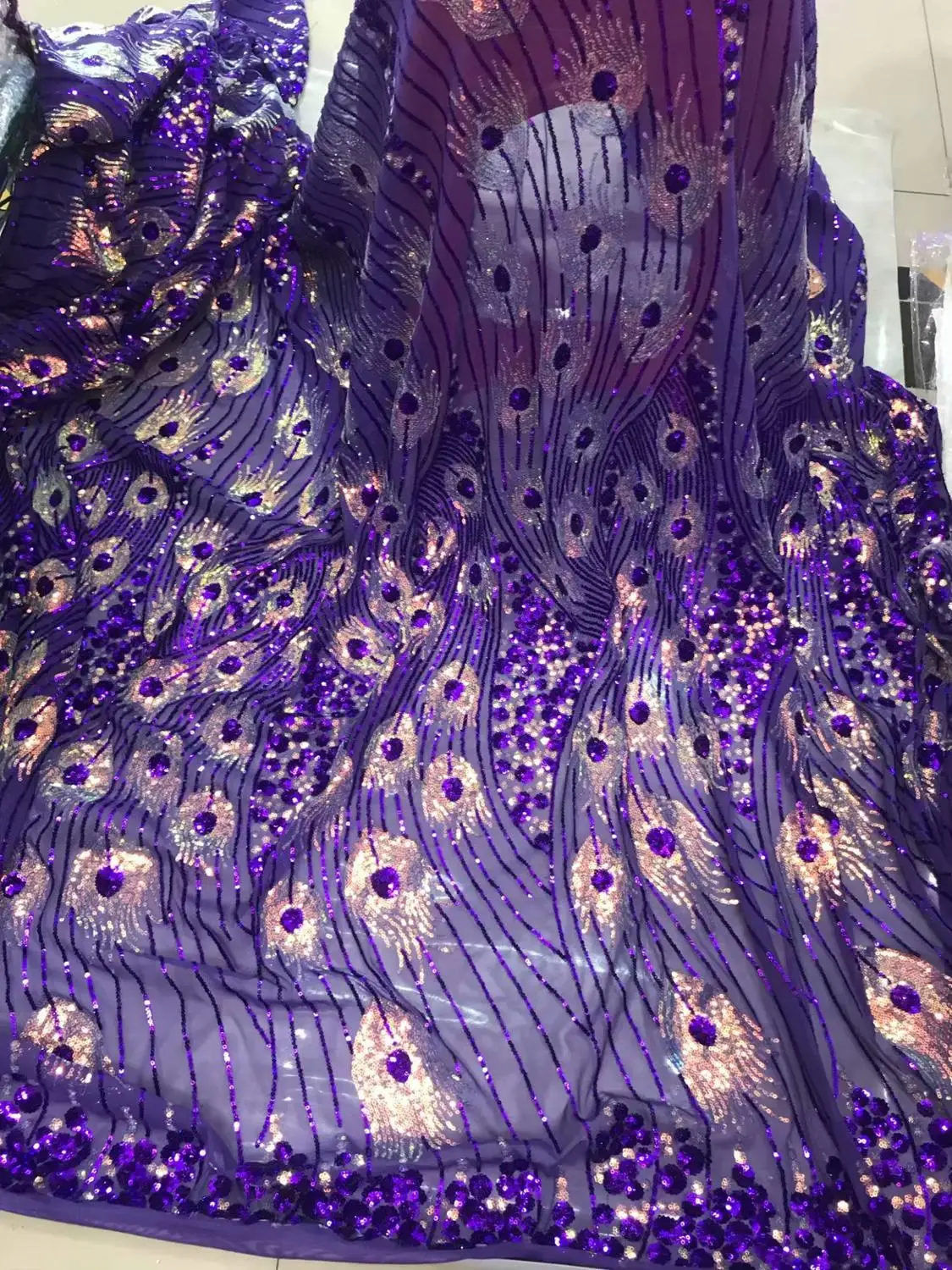 

5yards Newly design African Embroidery Sequined Tulle Lace Fabric 2019 Nigerian French Mesh Lace Fabric