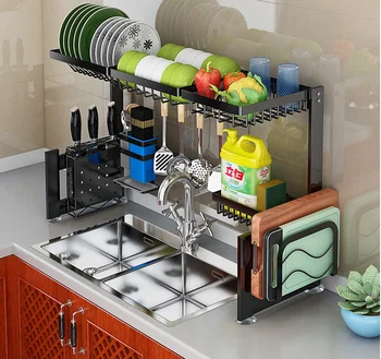 

Bold stainless steel sink shelf kitchen sink drain rack black dishes storage rack kitchen organizer household items dish drainer